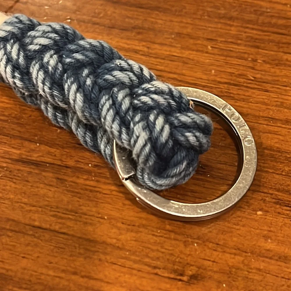Polo Ralph Lauren FOB Cotton Keychain Key Chain Nautical Indigo Blue lanyard